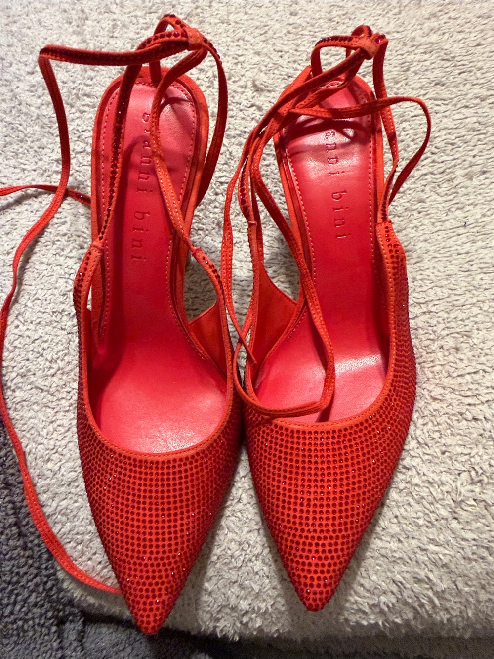 Gianni Bini Red Pointed Lace-Up Women's Heels size 11 euc
